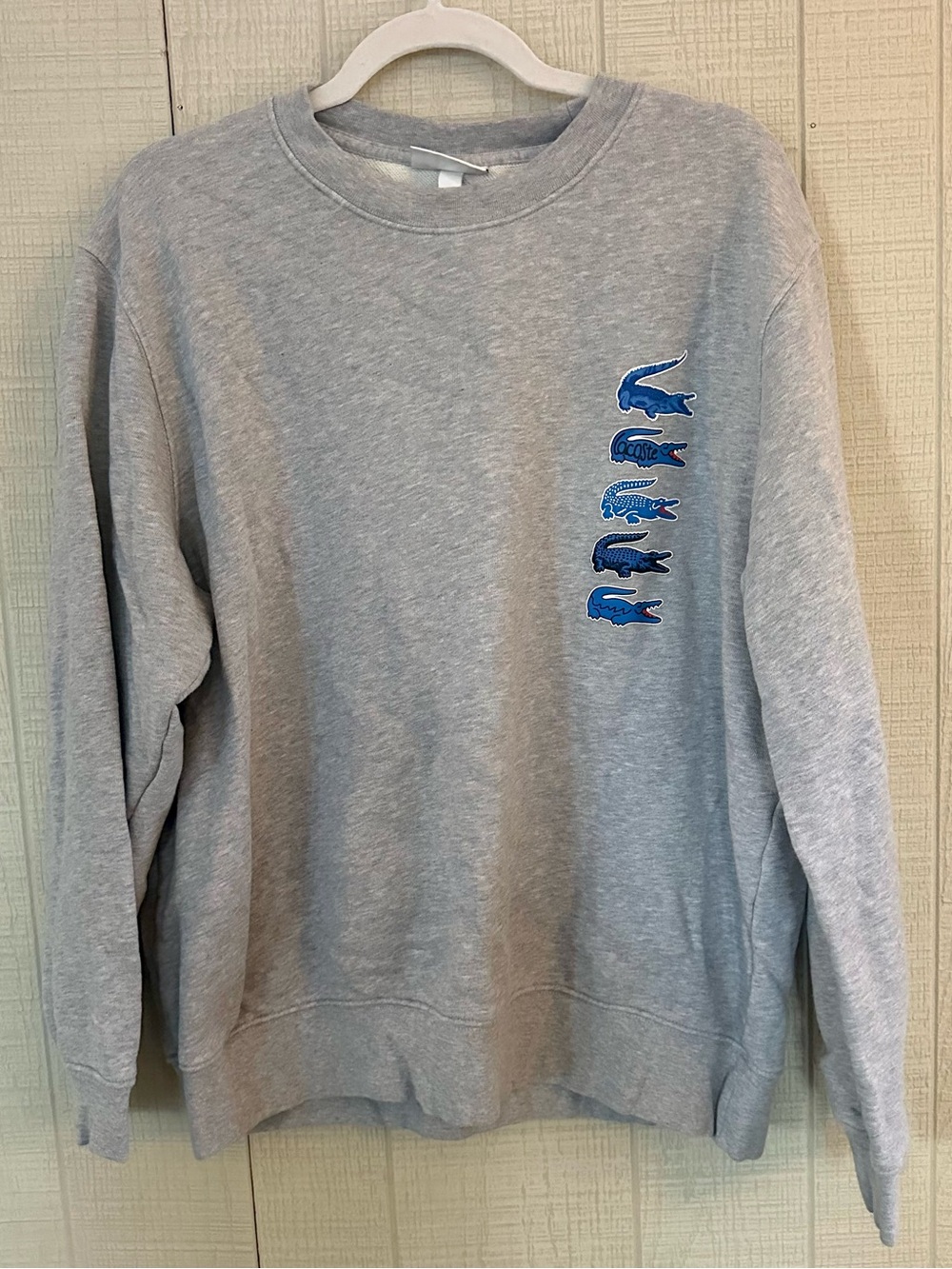 Lacoste Classic Fit Crewneck Sweatshirt Men's Size XL Gray Blue Crocodile